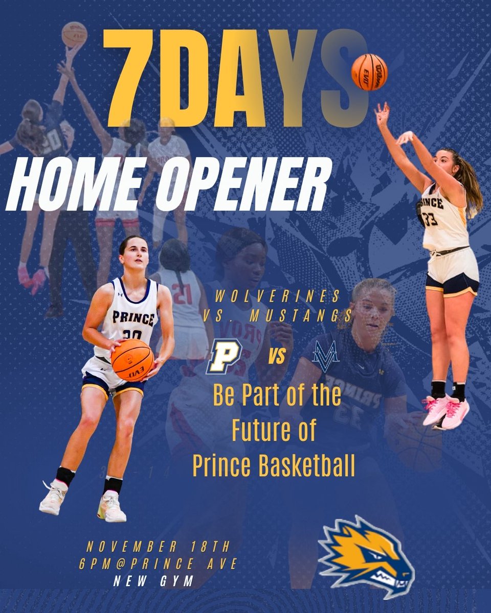 Wolverine Fans, 

We are ONE WEEK away from our home opener and the first games in our new Prince Athletic Center! 

Make plans now to come see the Lady Wolverines in action and check out our brand new gym! 

PACS students get in free! We can’t wait to see you!