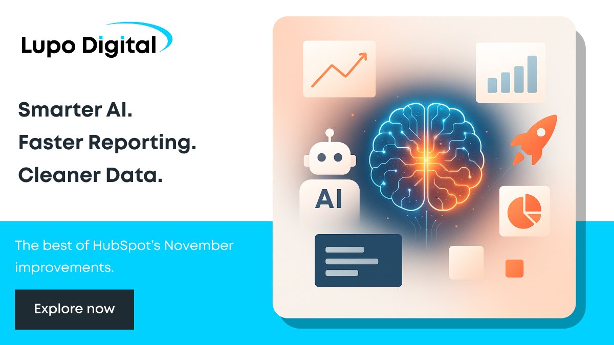 HubSpot’s November release speeds up work across marketing, sales &amp; service. Multi-brand AI voices, drag-and-drop dashboards &amp; smart reply suggestions cut manual effort so teams move faster.

Full breakdown 👉 hubs.li/Q03SxY-B0 

#HubSpotUpdates #MarketingAutomation