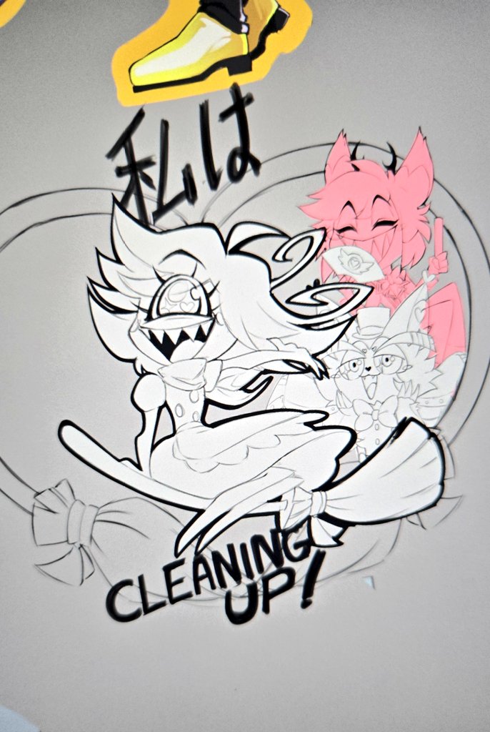 SarahChibiArts's tweet image. A ideia vai ser mais ou menos essa aqui
Btw mudei as mãos do Al, acho q ele combina com o leque no rosto e queria ele com pen light Tb

#HazbinHotel