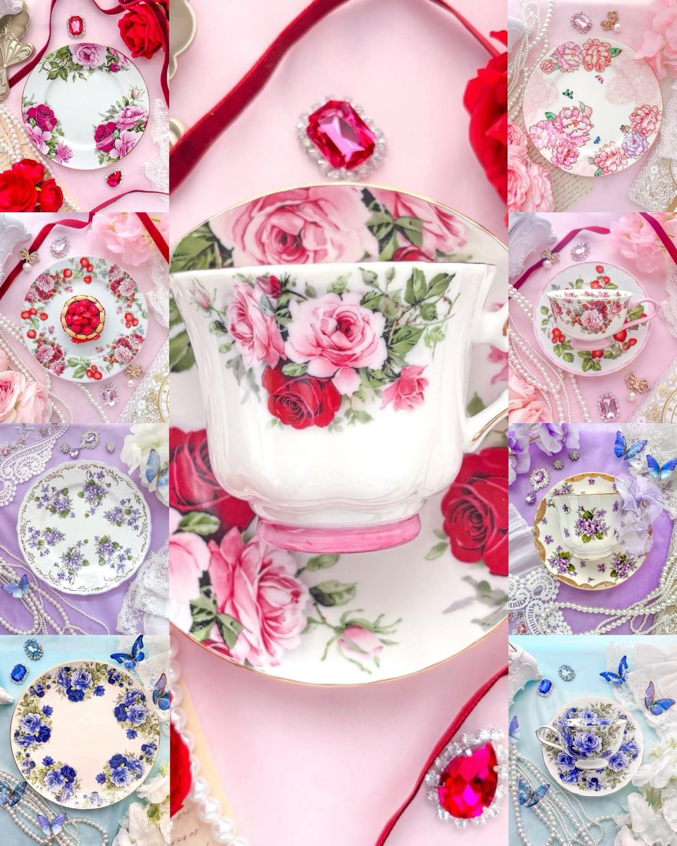 苺と薔薇のティーカップソーサー、ポット本日分完売です