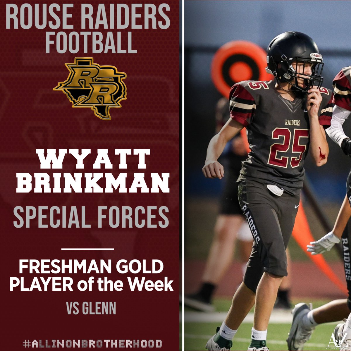 Congratulations to the <a href="/1RoUSeFB/">JoshuaMann#1RoUSe</a> Freshman Gold Players of the Week. <a href="/RouseRaidersFB/">Rouse High School Football BC</a> #AIOB