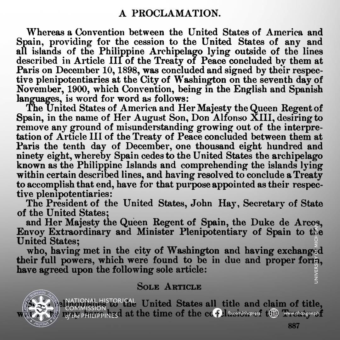 jaytaryela's tweet image. 𝓐𝔂𝓸𝓷 𝓼𝓪 𝓣𝓻𝓮𝓪𝓽𝔂 𝓸𝓯 𝓦𝓪𝓼𝓱𝓲𝓷𝓰𝓽𝓸𝓷, #𝓐𝓽𝓲𝓷𝓐𝓷𝓰𝓦𝓮𝓼𝓽𝓟𝓱𝓲𝓵𝓲𝓹𝓹𝓲𝓷𝓮𝓢𝓮𝓪

On this day 125 years ago, Spain and the United States of America (USA) signed a treaty which clarified the territory of the Philippine archipelago. It states that Spain cedes…