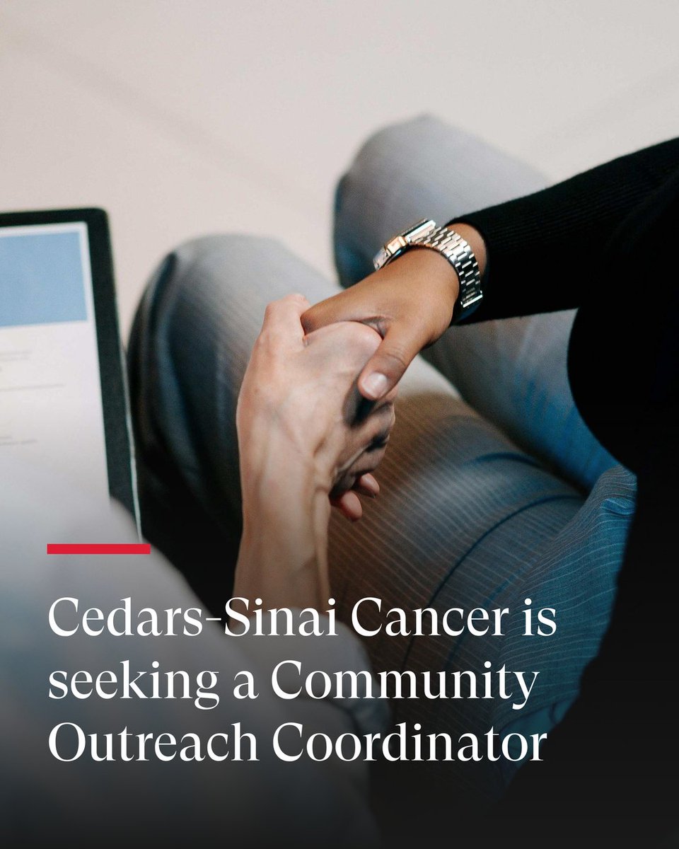 CSCancerCenter's tweet image. Cedars-Sinai Cancer is seeking a Community Outreach Coordinator to advance our public health and tobacco prevention efforts! Applicants should have a High School Diploma or GED, and 2 years experience participating in community outreach activities. 
jobs.cshs.org/#en/sites/CX_2…