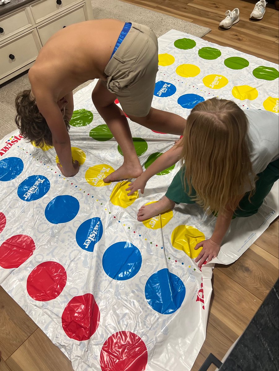 I’m far from having it all figured it out in this crazy life, but I am fairly confident that more kids need to play Twister (or any other “board/bored” game for that matter) with their siblings and friends. 

#noscreens #boredgames #boardgames #familyfun