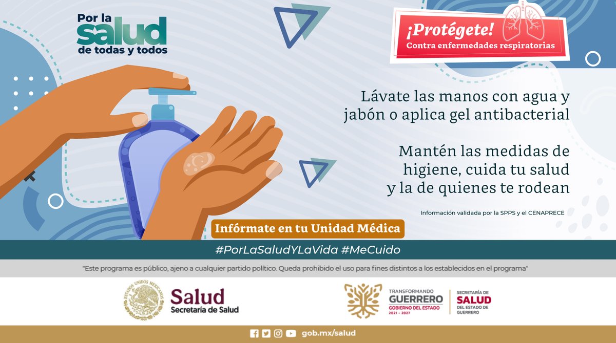 PC_Guerrero's tweet image. Protégete contra #EnfermedadesRespiratorias🫁🩺

Lava tus manos de manera frecuente, recuerda que esta medida ayuda a evitar enfermedades. 

PorLaSaludDeTodasYTodos #LávateLasManos🧼👏

#PorLaSaludYLaVida #Mecuido