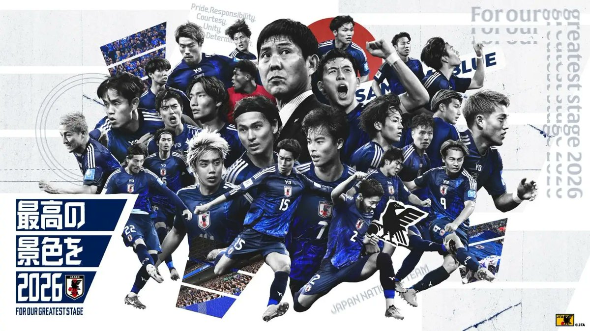 パッと見は、今年のサッカー日本代表のキービジュアルのオマージュと