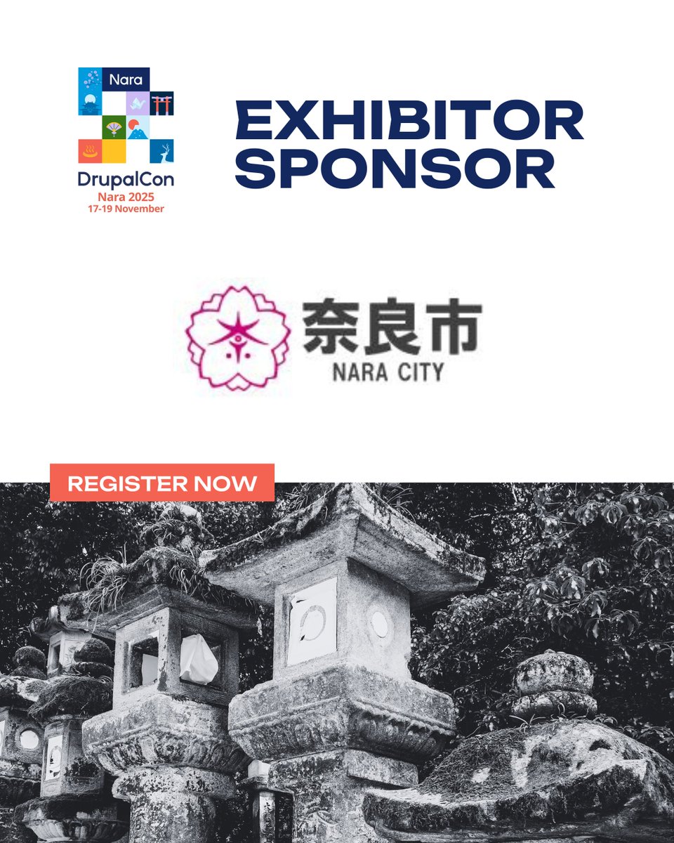 DrupalConAsia's tweet image. Proud to welcome Nara City as an Exhibitor Sponsor for #DrupalConNara 2025! 🏯

Home to a rich history and innovation, Nara is the perfect host for this year’s open-source gathering.

💡 Meet the Nara city team at their booth.

#DrupalConAsia #DrupalThanks #NaraCity #Sponsor