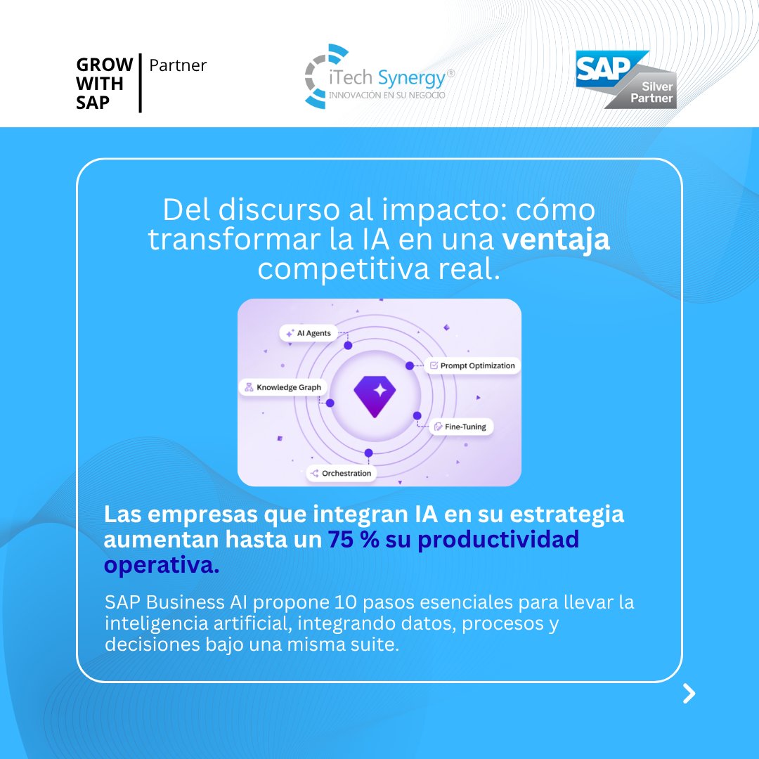 i_TechSynergy's tweet image. 💡 Detrás de cada transformación hay una decisión:
dejar de hablar del cambio… y hacerlo realidad.

La #IA 🤖 no complica, simplifica.
Conecta, anticipa y libera tiempo para lo que importa.

🔗 bit.ly/4jDuwg0

#iTechSynergy #SAPBusinessAI #Innovacion #Eficiencia