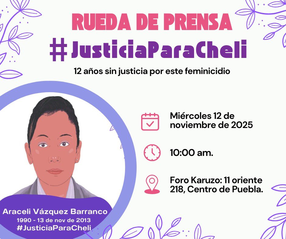 Rueda de presa por el derecho a la justicia de la Sra Amada y Araceli Vázquez.

El Poder Judicial Federal tiene la responsabilidad de determinar que el asesinato de Chely perpetrado por su expareja debe ser considerado feminicidio, por razones de género y no homicidio. <a href="/CAFIS_AC/">CAFIS AC</a>