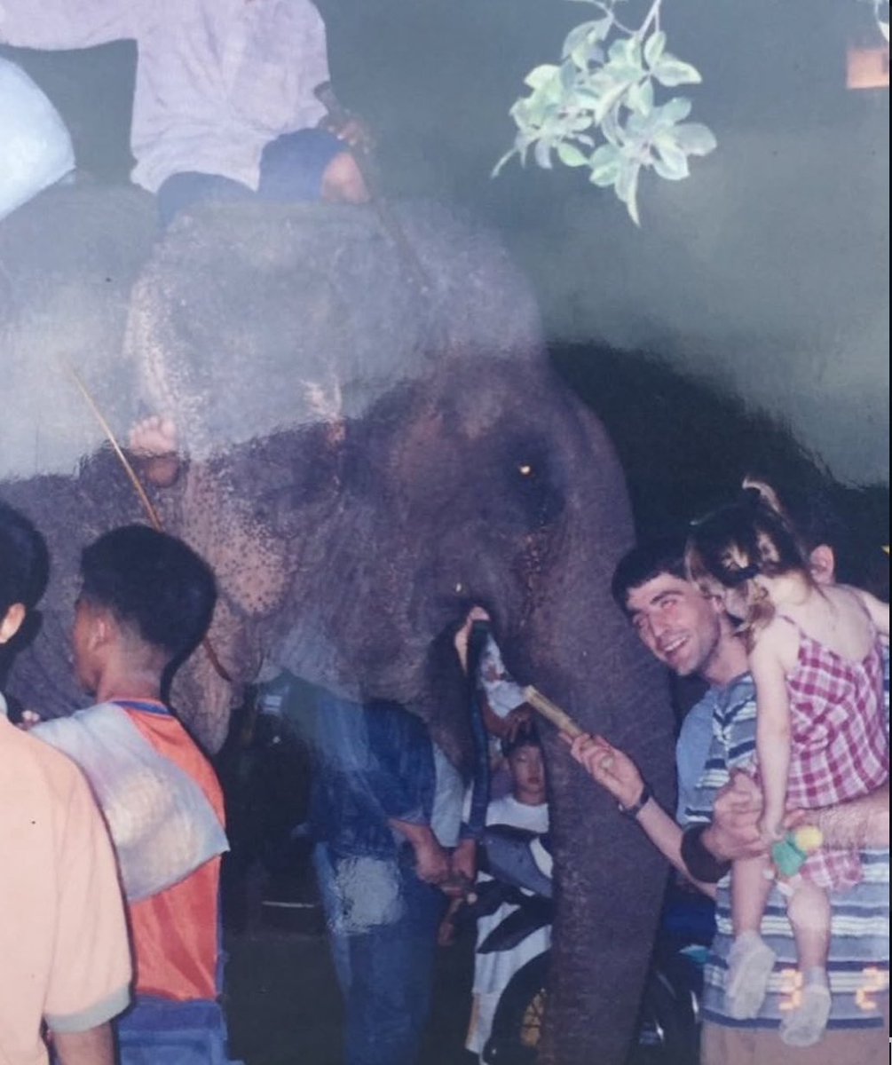 Jodesfx's tweet image. 1994 with my uncle Bobby feeding elephants in Thailand &amp;gt; 2025 reliving the moment!
What a special day with my best friends! My heart is so full love you so much BC 🩶🐘🌴✨