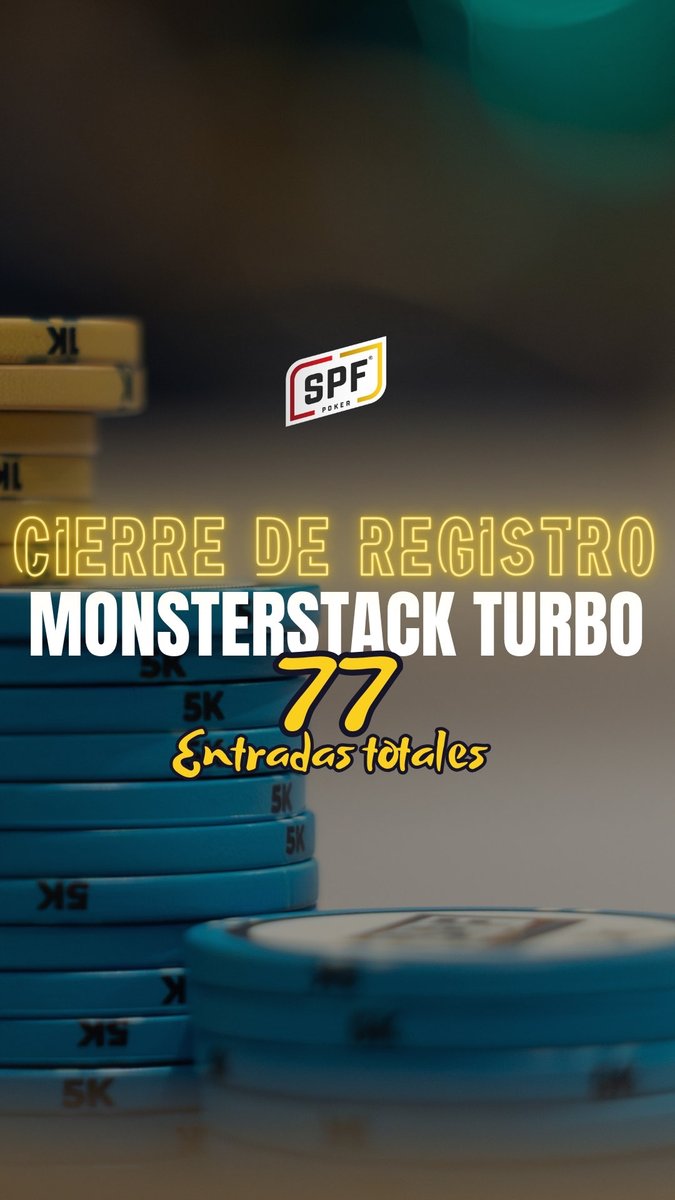 SPFpoker's tweet image. CIERRE REGISTRO - MONSTERSTACK TURBO 

El torneo se cierra con 77 jugadores totales.

💰 Consulta los premios en la imagen de abajo 

¡Mucha suerte a todos los que siguen en la lucha! 

@C_Mediterraneo 

#SPF #SPFVillajoyosa #MonsterStack #PokerLive #SPF2025 #PokerTime