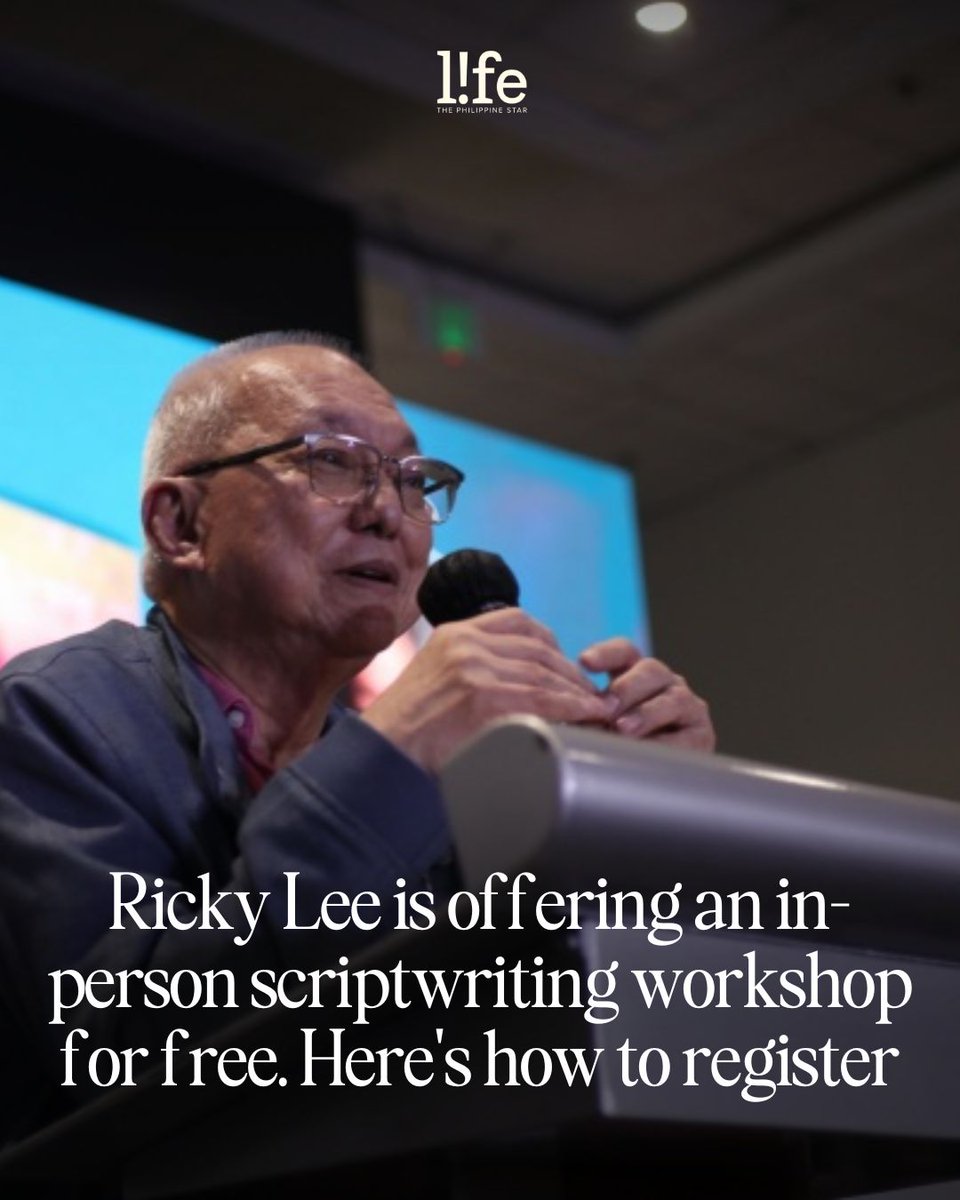 philstarlife's tweet photo. Attention, budding scriptwriters!

You have until the end of November to sign up for Ricky Lee's free, in-person scriptwriting workshop—the same program that guided filmmakers like Lav Diaz, Sari Dalena, Jeffrey Jeturian, Bela Padilla, among others in the past. 

READ: https://t.co/DsT8VL9Ygl