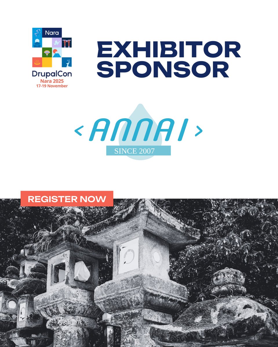 DrupalConAsia's tweet image. We’re thrilled to welcome Annai Inc. as an Exhibitor Sponsor for #DrupalConNara 2025! 🇯🇵

A pioneer in Japan’s Drupal community, Annai continues to drive open source innovation and digital transformation.

💡 Meet the Annai team at their booth.

#DrupalConAsia #DrupalThanks