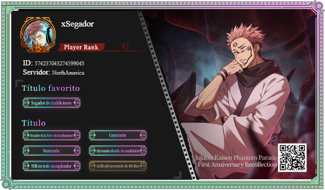 Cegad0r's tweet photo. ¡El evento de repaso del https://t.co/VdwXMPFXKx aniversario de Jujutsu Kaisen: Phantom Parade ya está disponible! https://t.co/EF6F4rList #jujutsuphanpara https://t.co/c87Vvujwkp