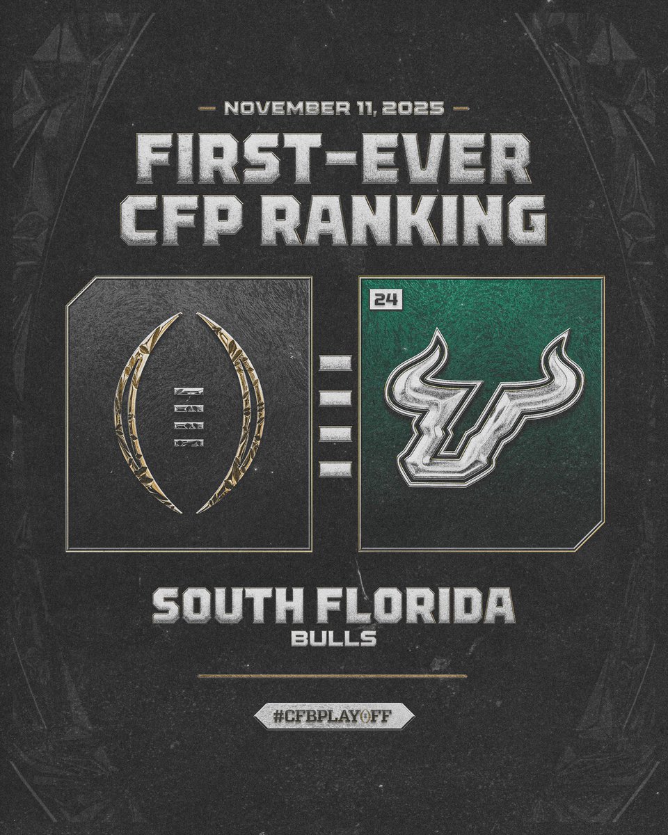 CFBPlayoff's tweet image. Welcome to the CFP Selection Committee Rankings, USF‼️
 
#CFBPlayoff 🏈🏆