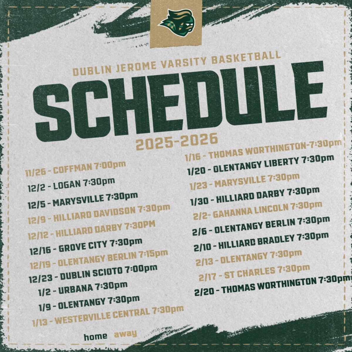 jeromebball's tweet image. 2025-2026 JEROME VARISTY SCHEDULE #GOCELTS