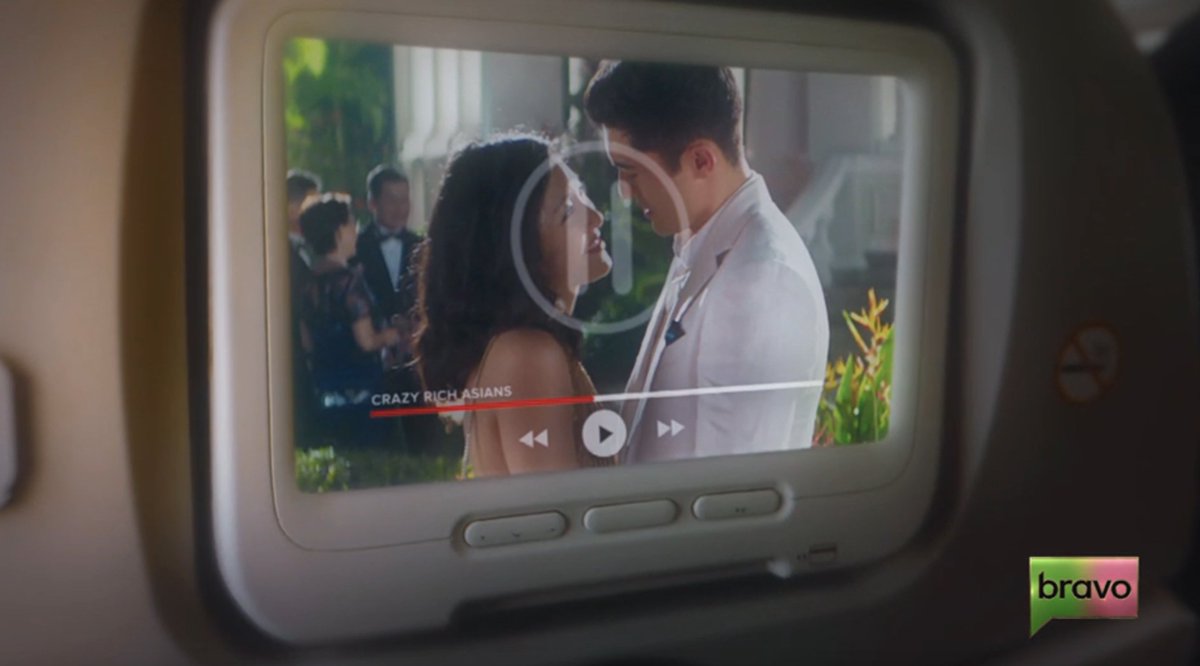 gibsonoma's tweet photo. Cause of death: The shot of "Crazy Rich Asians" paused on the plane during the Meredith story #RHOSLC https://t.co/DPhqrgMy7E