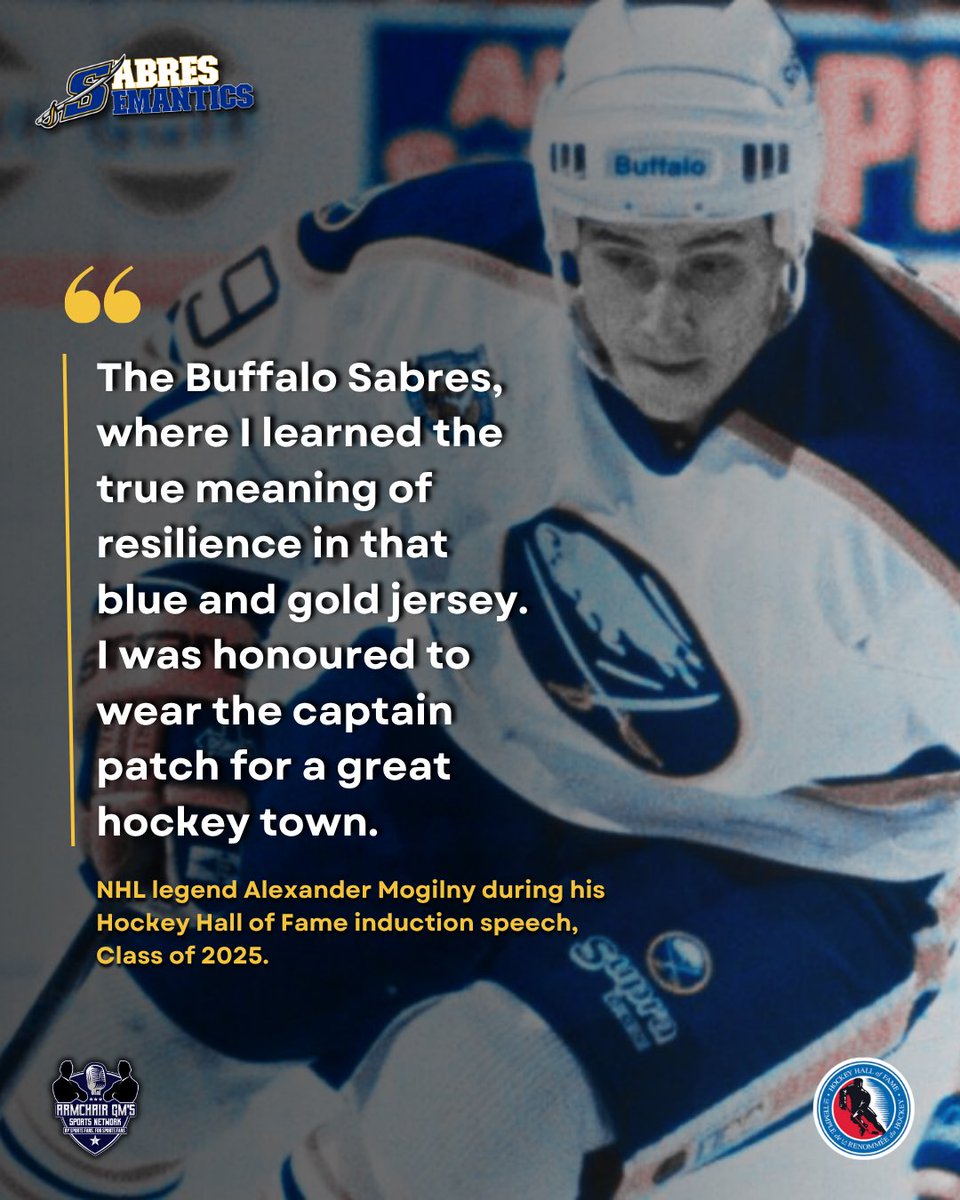 SabresSemantics's tweet image. #Sabres Hall of Famer and now #HHOF inductee Alexander Mogilny had short but very sweet words about his time in Buffalo, where his #NHL journey started back in 1989.

Mogilny played 6 season in #Sabrehood accumulating 211 goals (76 in 1992-93) &amp;amp; 444 points in 381 games. #HHOF2025