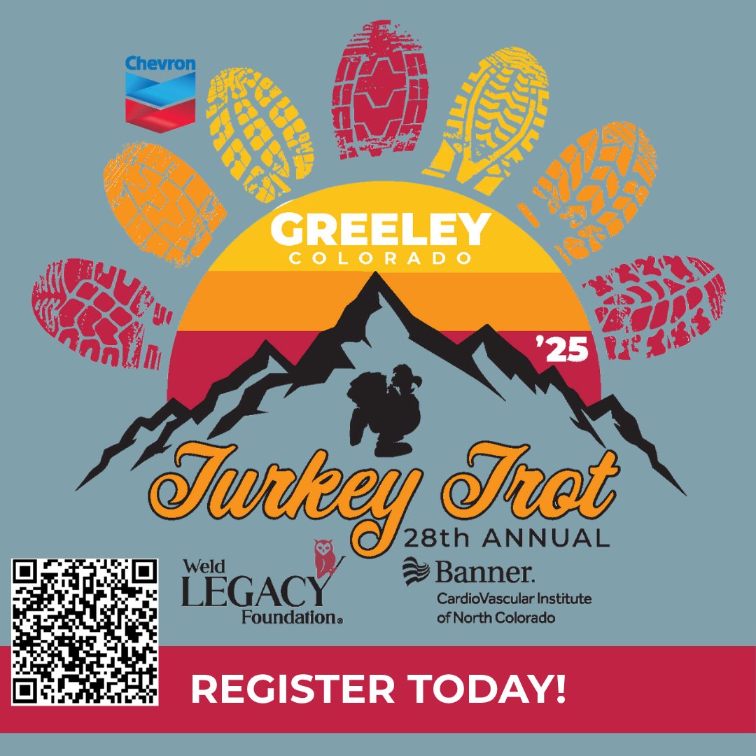 weld_legacy's tweet photo. Hurry to register!

The 28th Annual Turkey Trot Thanksgiving Race presented by Chevron is right around the corner! Register by November 21 and save – pricing will increase November 22!

To register, visit https://t.co/5nnLt5aVOK https://t.co/2AexqyxHVz
