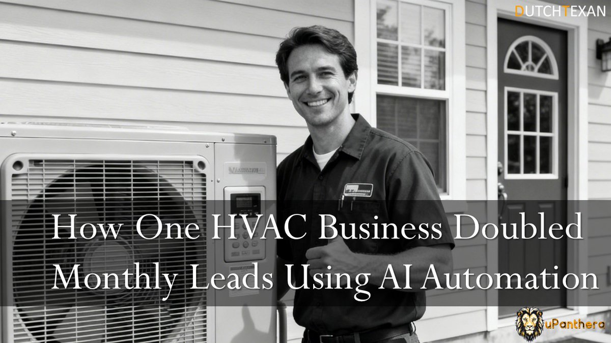 realDutchTexan's tweet photo. How One Texas HVAC Business Doubled Monthly Leads Using AI Automation 

#DutchTexan #uPanthera #AI #AISolutions #BusinessSolutions #Texas #Dallas #FortWorth #DFW #Houston #Austin #SanAntonio #AIEmployee #AIAgent #AIReceptionist

https://t.co/Koh8FEDNkf https://t.co/l0OFeusOn4