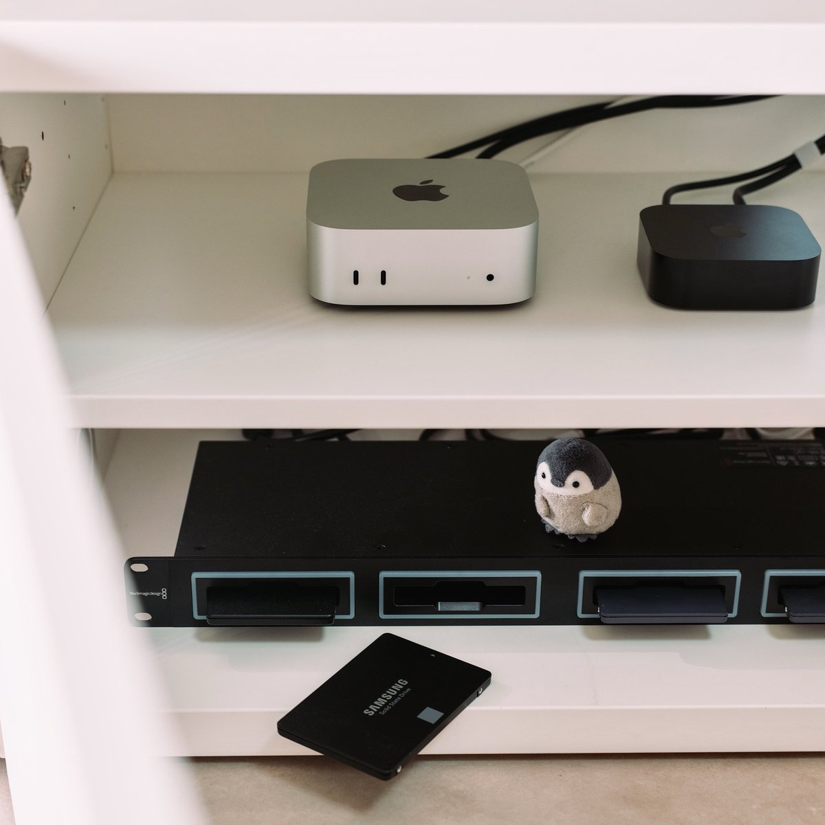 shimamuraakio's tweet image. M4 Mac mini (10Gb Ethernet)とBlackmagic MultiDock 10Gを組み合わせて、SSD × 4ベイのファイルサーバーを組んでみた。

ProRes 6Kの映像もネットワーク越しにコマ落ちなしで編集できてとても快適。

一般的なNASと違ってSpotlight検索も標準で使えるのも便利。

#homelab