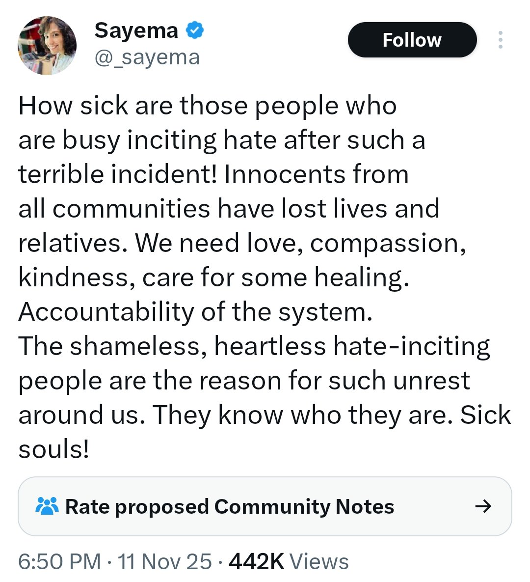 No, you sick soul, we need accountability not white washing the terror, intellectualising the violence and virtue signalling with a token comment about Islamic radicalism and hijack of the "Noble" religion.

We need a mass protest by secular, liberal, so-called moderate, lapsed,