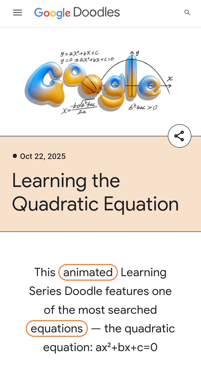 NatureClasses's tweet image. Did you know? 🧠
The quadratic equation — ax² + bx + c = 0 — is one of the most searched math topics on Google! 🔍
No surprise, since it unlocks the secrets of curves, motion, and so much more.
At Nature Classes, we help students not just solve it, but understand it. 🌱
#Math…