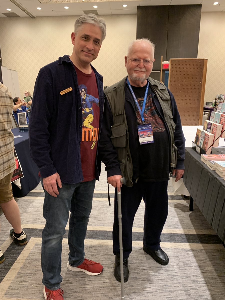 BrianJPinkerton's tweet photo. It was a thrill to meet one of the all-time great science fiction writers, Larry Niven (author of Ringworld), Friday at Windycon.
#sciencefiction #larryniven https://t.co/zEzvStR4Bf