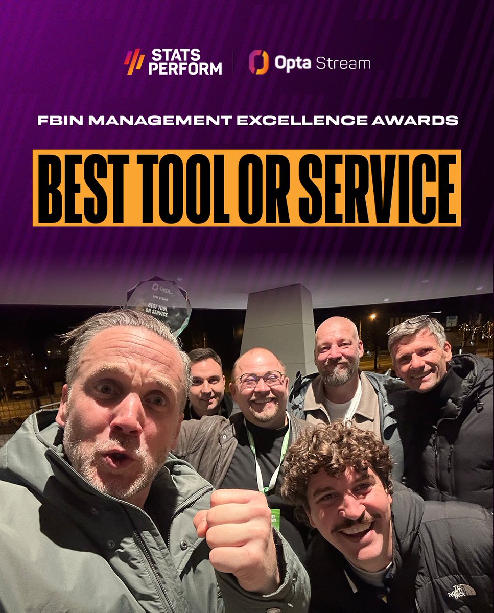 StatsPerform's tweet image. 🏆 Opta Stream has been named 𝐁𝐞𝐬𝐭 𝐓𝐨𝐨𝐥 𝐨𝐫 𝐒𝐞𝐫𝐯𝐢𝐜𝐞 at the FBIN Management Excellence Awards 2025.

The award recognises the #AI-powered tool&apos;s ability to turn live scores into automated, sponsor-ready stories that engage fans worldwide.
➡️ bit.ly/487xANH