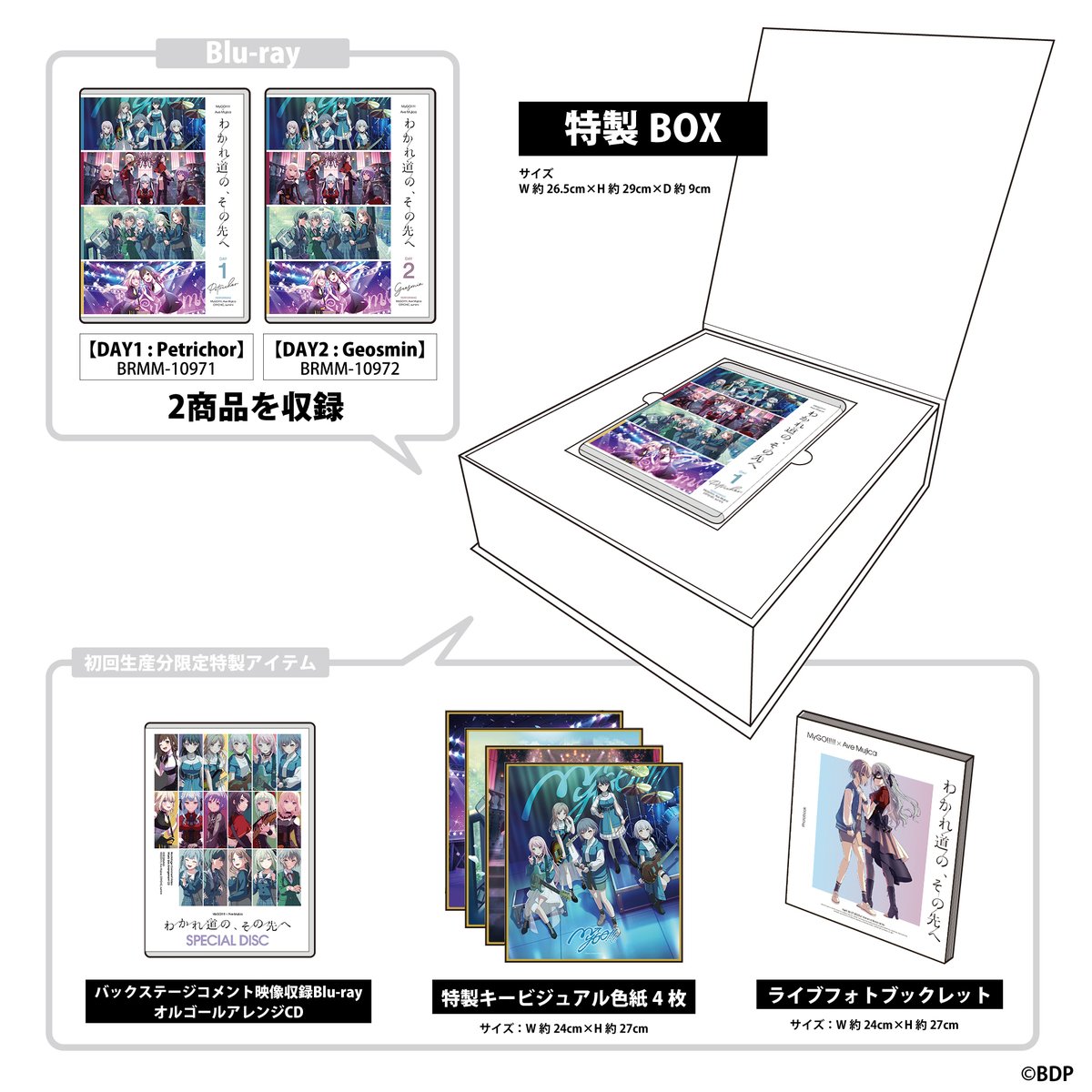 ＼Blu-ray情報②🎉／

完全生産限定版には、2日間の映像に加え
・バックステージコメント映像
・オルゴールアレンジCD
・ライブフォトブックレット(72P)
・特製キービジュアル色紙4枚
も封入💡

詳細はこちら👇
bang-dream.com/discographies/…

#わかれ道のその先へ
#バンドリ #MyGO #AveMujica