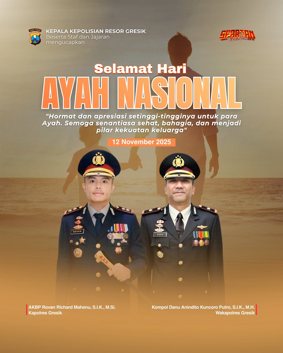 rovanmahenu's tweet image. Selamat Hari Ayah Nasional!
Terima kasih untuk semua ayah yang jadi pilar kekuatan keluarga 💙
Sehat, bahagia, dan selalu jadi kebanggaan!
#HariAyahNasional #PolresGresik #AyahHebat