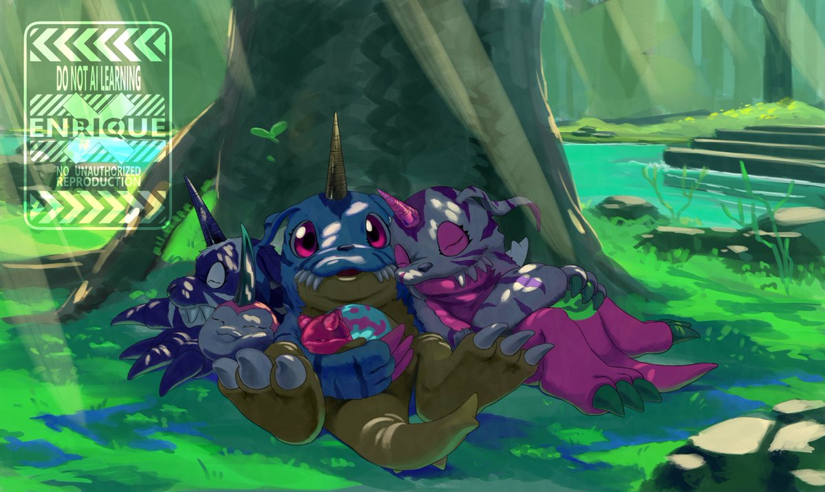 Enrique_Mr_Blue's tweet image. お昼寝ガブモンちゃんズ🐺
#デジモン #FANART