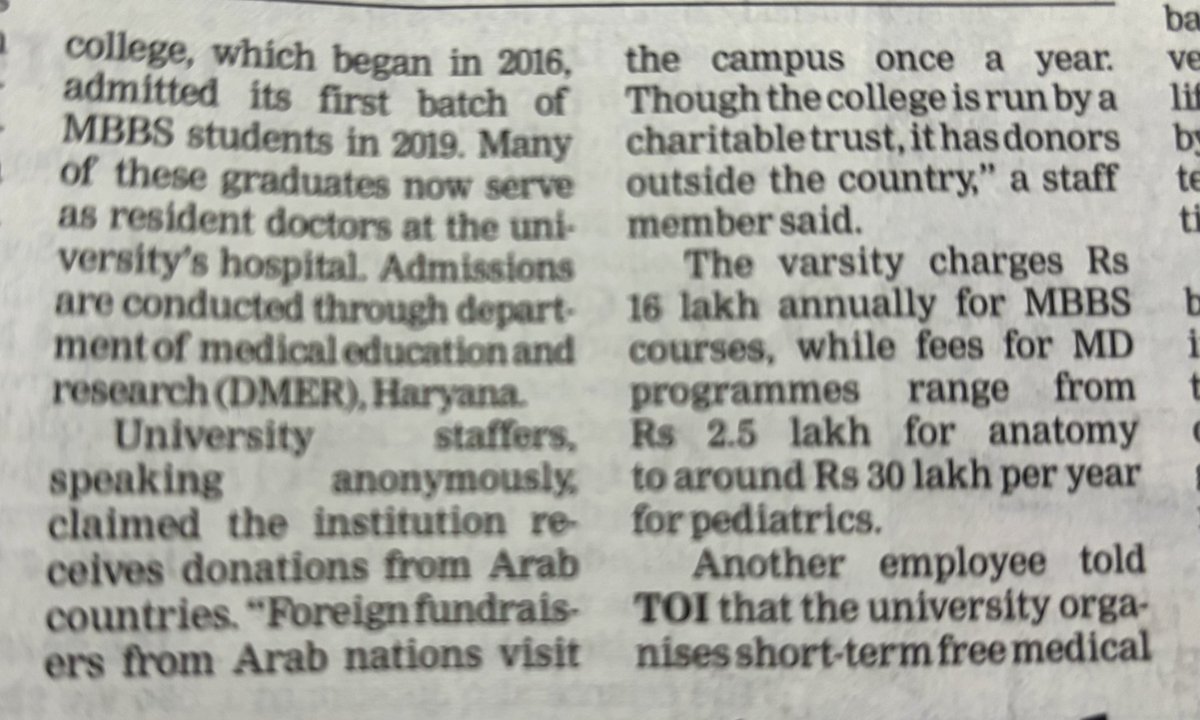 “Al Falah University gets foreign funding from Arab nations that visit campus once a year”
