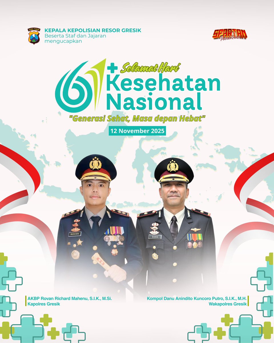 rovanmahenu's tweet image. Selamat Hari Kesehatan Nasional ke-61!
“Generasi Sehat, Masa Depan Hebat.”
Mari jaga semangat hidup sehat demi Indonesia yang kuat 💪🇮🇩
#HKN2025 #PolresGresik #GenerasiSehatMasaDepanHebat