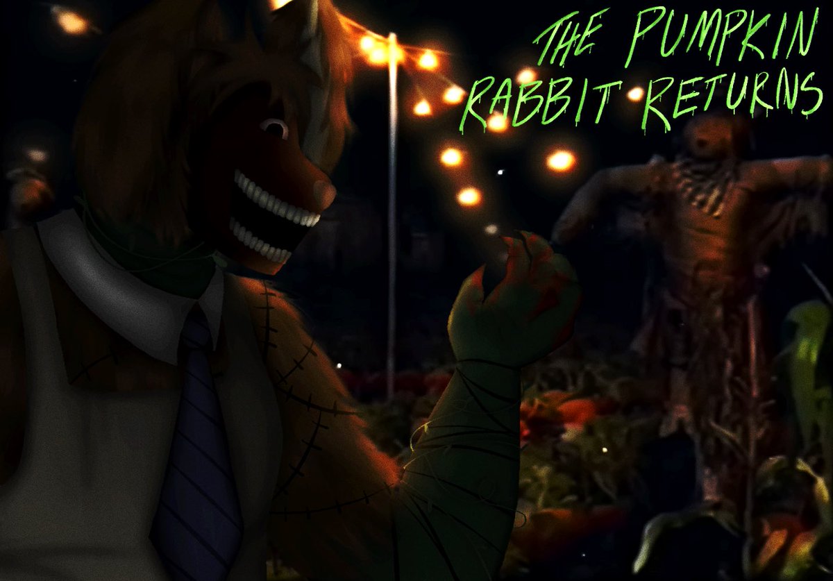 Whitetieaff41r's tweet image. The pumpkin rabbit returns, a little late ain’t it? Here’s a quick drawing I whipped up for TWF community #TheWaltenFiles #thewaltenfilesfanart #pumpkinrabbit #art