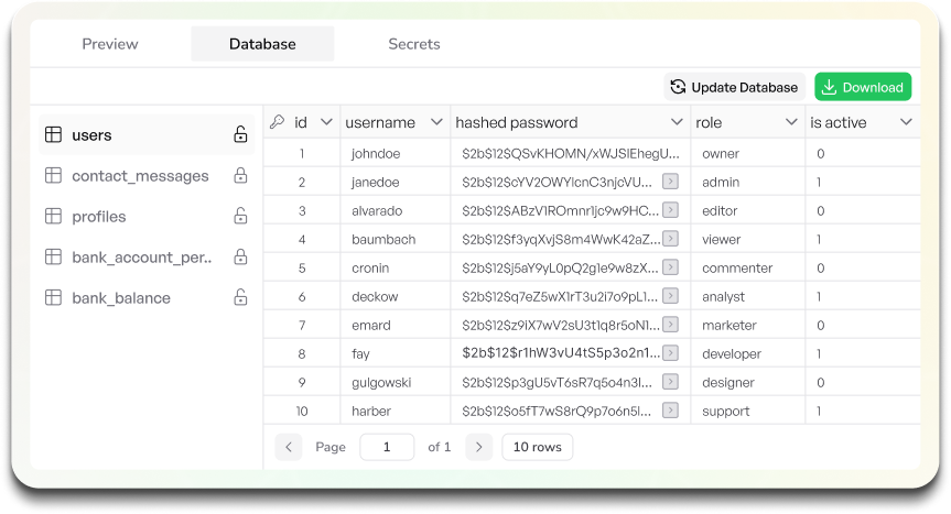 Connect your landing pages with a super simple built in database. Store your data inside your project. You can use it for - event registrations, product waitlists, management dashboards, feedback surveys..

Try this: "Build me a webinar landing page"