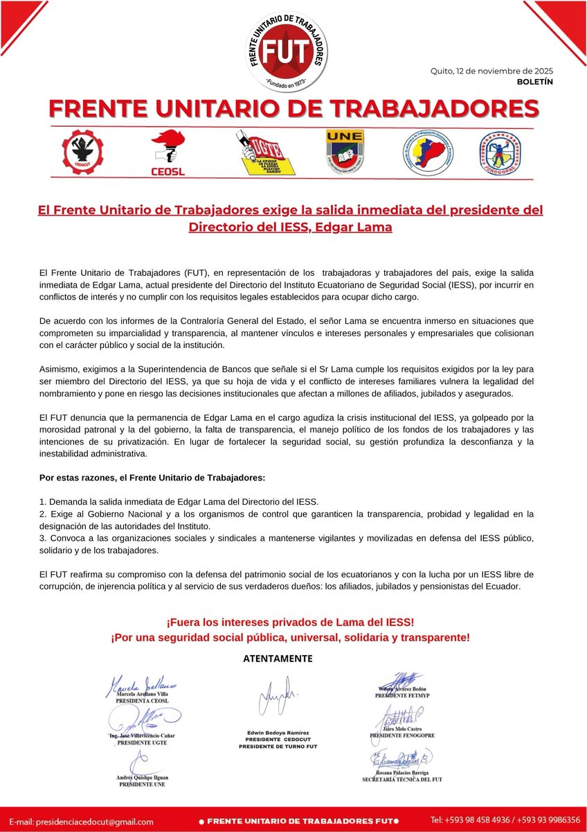 Frente Unitario de Trabajadores tweet media