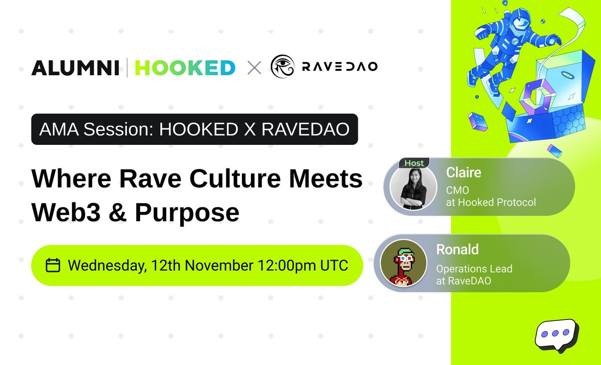 HookedProtocol's tweet image. #NewEraofHOOKED #HookedonWeb3Mastery

HOOKED 2.0: Master Web3 via insightful talk with Web3 ecosystem giant, @RaveDAO, a global community uniting music, technology, and purpose!

In our latest initiative to enrich the Hooked social learning ecosystem, immerse yourself in an…