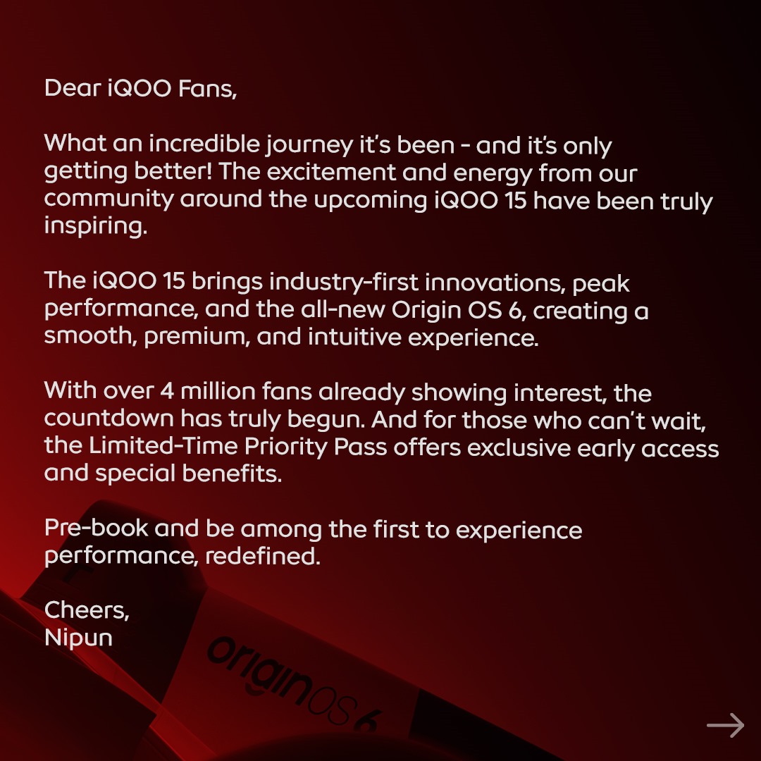 nipunmarya's tweet image. Save the date — your chance to grab the #iQOO15 before anyone else. 
#iQOOPriorityPass #BeTheGOAT