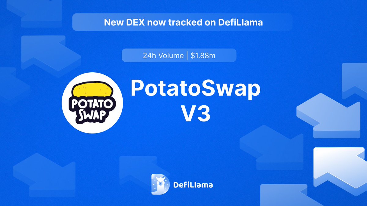 DefiLlama's tweet image. Now tracking @PotatoSwap_Fi V3 on our spot Volume Dashboard