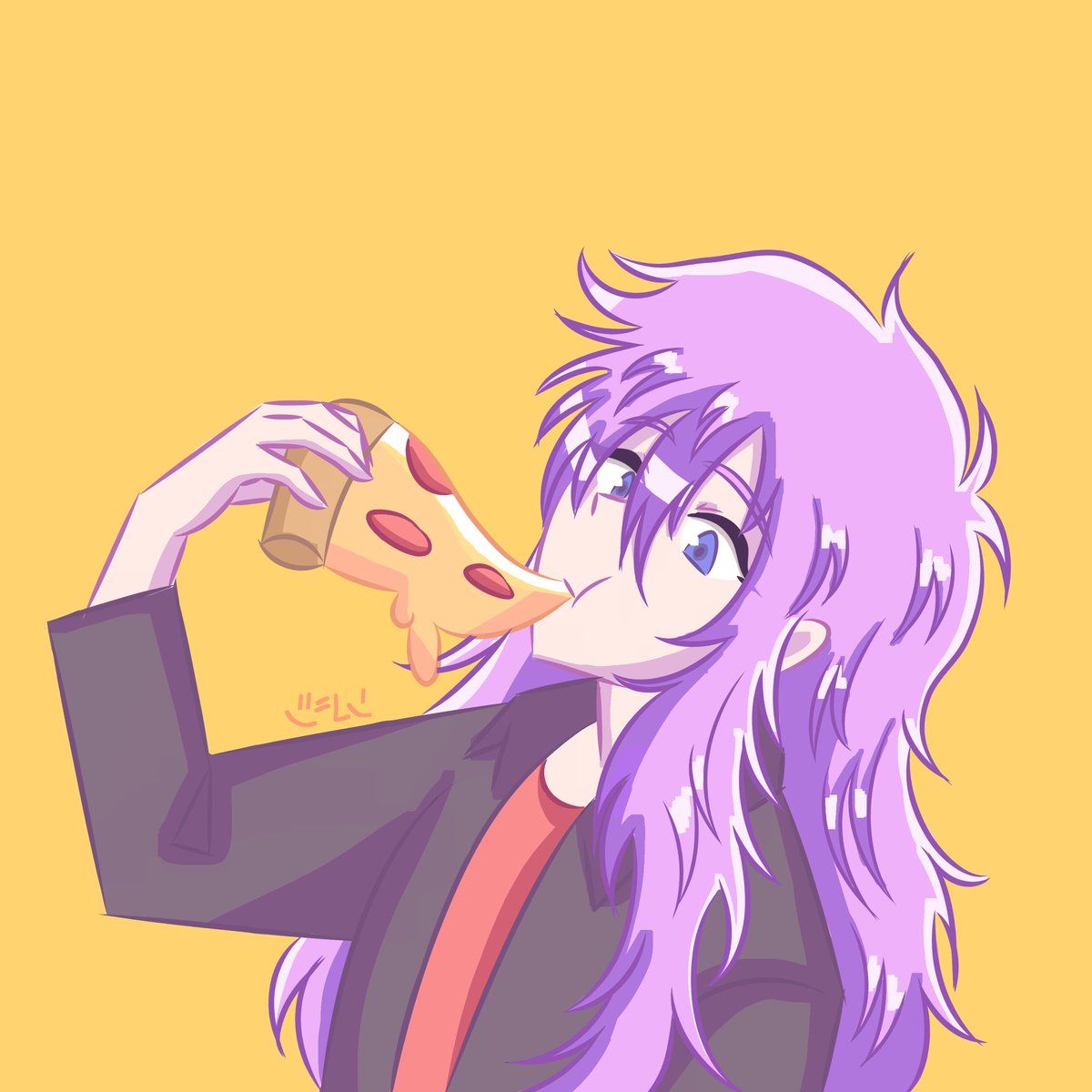 bunnygaruda's tweet image. Milo loves pizza #Milo #Scorpio #pizza #fanart #saintseiya #digitalart