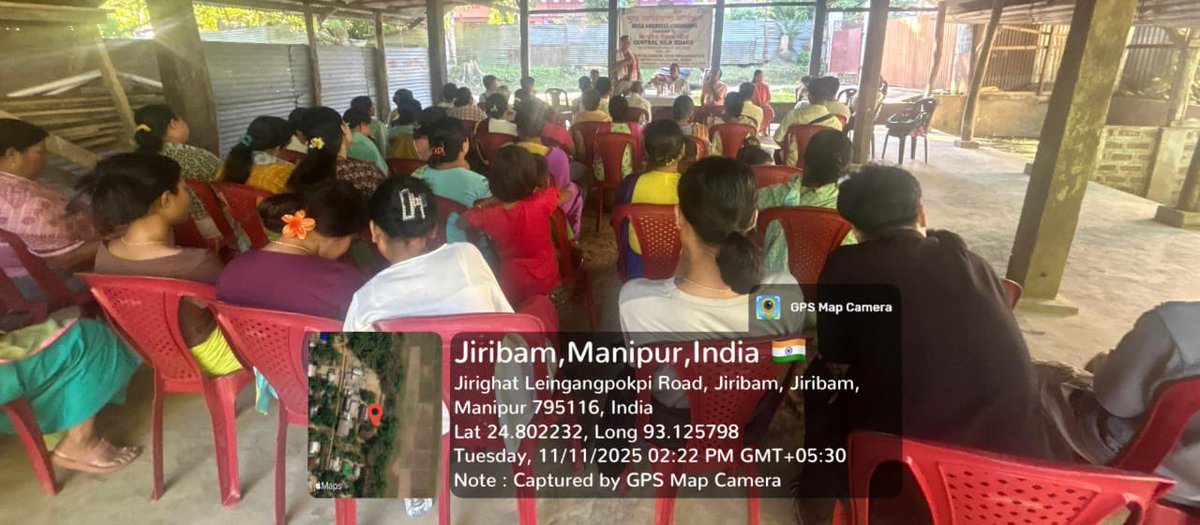 Muga Awareness Program conducted by CSB MESSO P3 Pailapool at Chandrapur, Jiribam on 11.11.2025 with active participation from 72 attendees. DSO, Jiribam, DoS Manipur, along with officials from P3 Pailapool, graced the event &amp; interacted with participants. <a href="/csbmot/">Central Silk Board Ministry of Textiles</a> <a href="/TexMinIndia/">Ministry of Textiles</a>