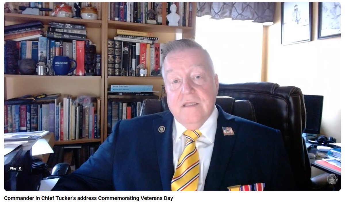 SUVCW's tweet photo. 🎖️ Commander-in-Chief Tucker shares a powerful Veterans Day message honoring all who served and sacrificed. Watch his address and reflect on the legacy we uphold: https://t.co/fyolAFAsGu #VeteransDay #SUVCW #HonorAndRemember #Leadership https://t.co/5nHJun0R3b