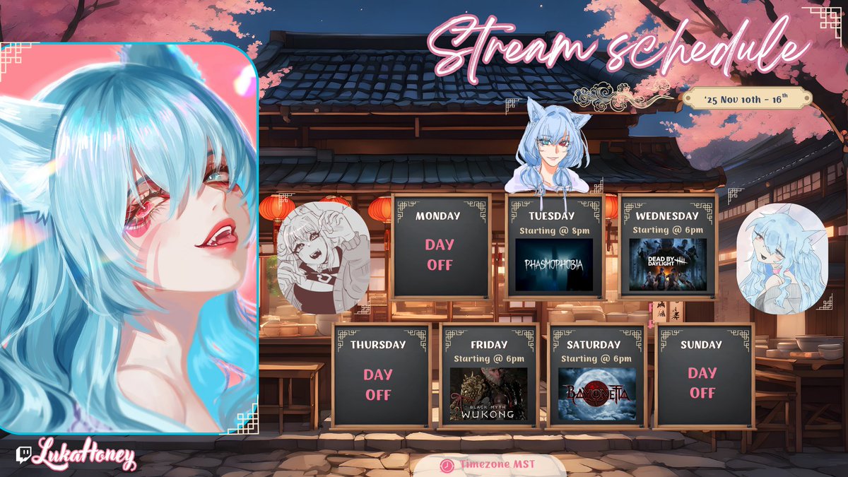 We're going to be doing some achievement hunting this week and some sillies | Schedule drop: 11.10 - 11.16 | Check it out! 📷#twitch #streamer #videogames #voiceacting #vtuber #goblinenergy #schedule #streamschedule