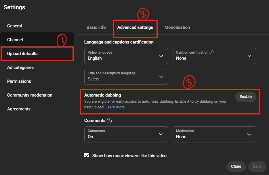 As an addendum, while you're in your channel settings, take a quick look at your upload defaults to make sure automatic dubbing is turned off as well!✨
