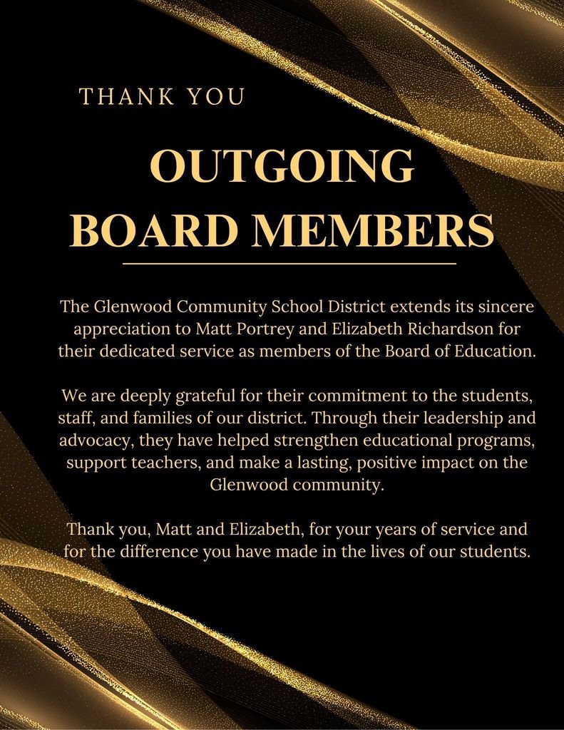 Thank you to our Outgoing School Board Members who completed their service tonight.