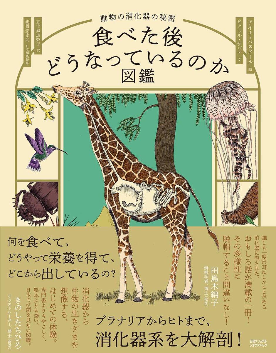 NatGeoMagJP's tweet photo. 【予約受付中】
『食べた後どうなっているのか図鑑
動物の消化器の秘密』
https://t.co/ZSVi5va60Q
動物の消化・吸収・排泄ほど、不思議で面白いものはない！
胃袋を口から出して直接消化、胃のなかに「歯」？、細菌のお陰で食事不要、食道が脳の真ん中を通っているなど、70種の消化器系を大解剖。