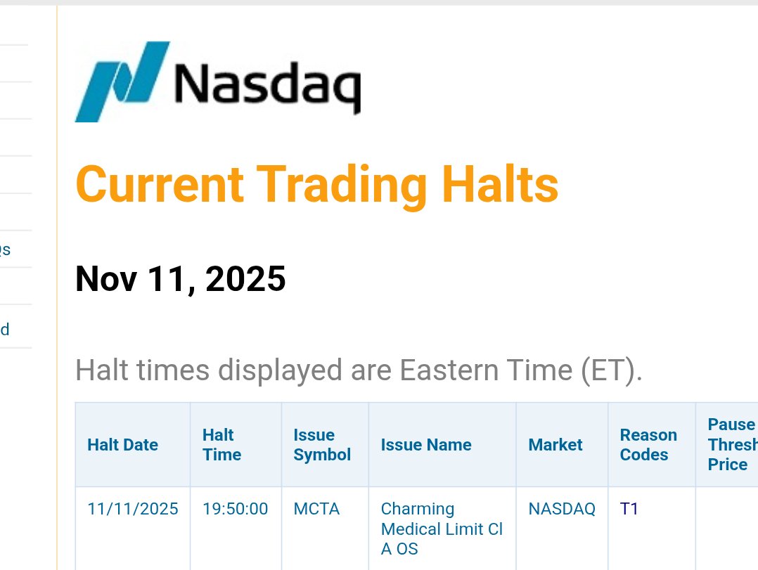 <a href="/stomping_llama/">Stomping_llama</a> Halted at 7:50pm, which is the typical halt time for companies with upcoming corporate actions (RS, buyout, etc). But NASDAQ doesn't show any upcoming corporate actions for $MCTA.

My guess is they are getting an SEC trading suspension like NUTR, LAWR, PTNM, etc.