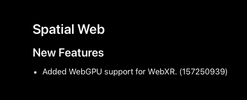 praeclarum's tweet image. This is really exciting. Now visionOS 26.2 can run WebXR apps that use WebGPU rendering. Bye bye OpenGL, thanks for all the fish. developer.apple.com/documentation/…
