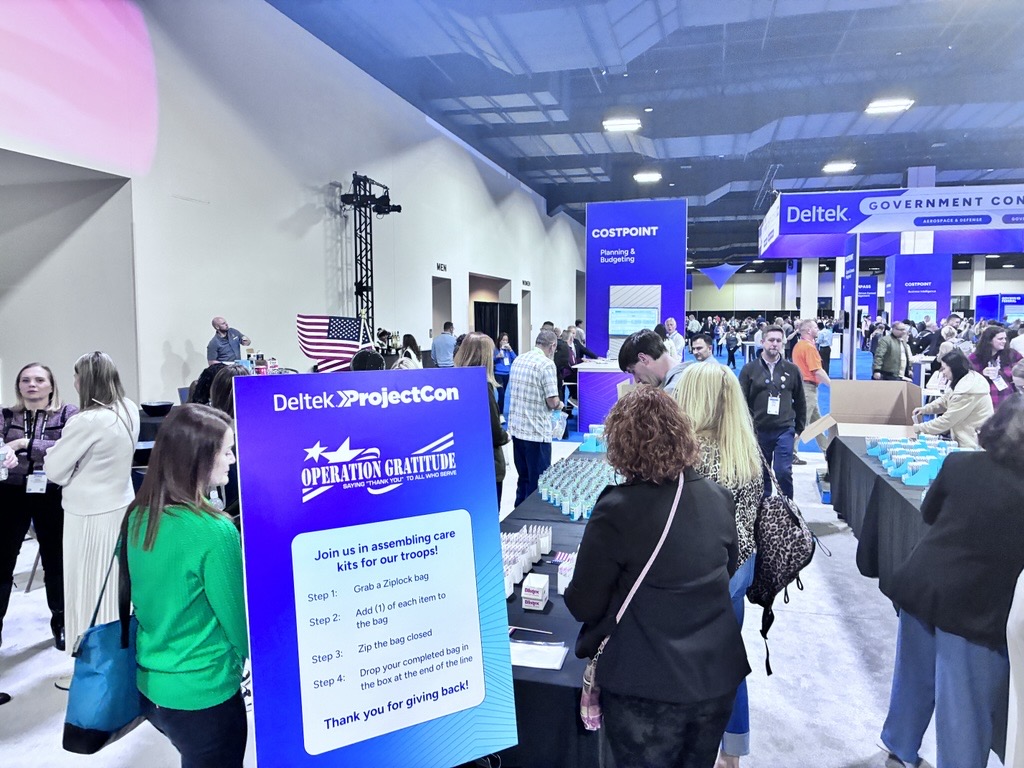 Deltek's tweet image. What a great evening at the #DeltekCares Reception! Our attendees came together to assemble care kits and write heartfelt letters in support of @OpGratitude and @FisherHouseFdtn.

Thank you to everyone who participated and helped us give back! 💙

#DeltekProjectCon